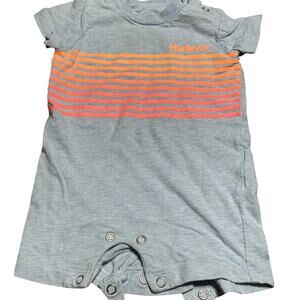 Hurley Grey and orange striped romper Size 3 months NWOT